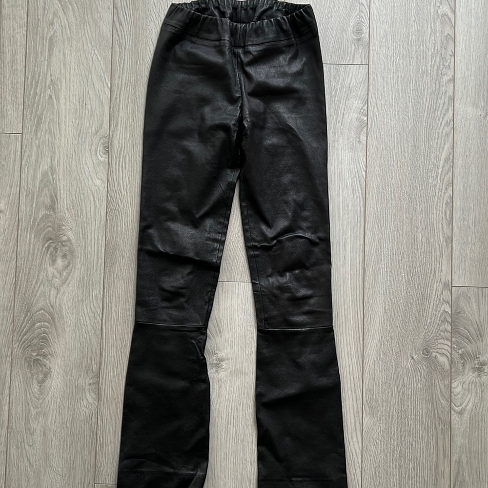 The Row 100% Real Lamb Black Leather Skinny Pants Pristine Shape